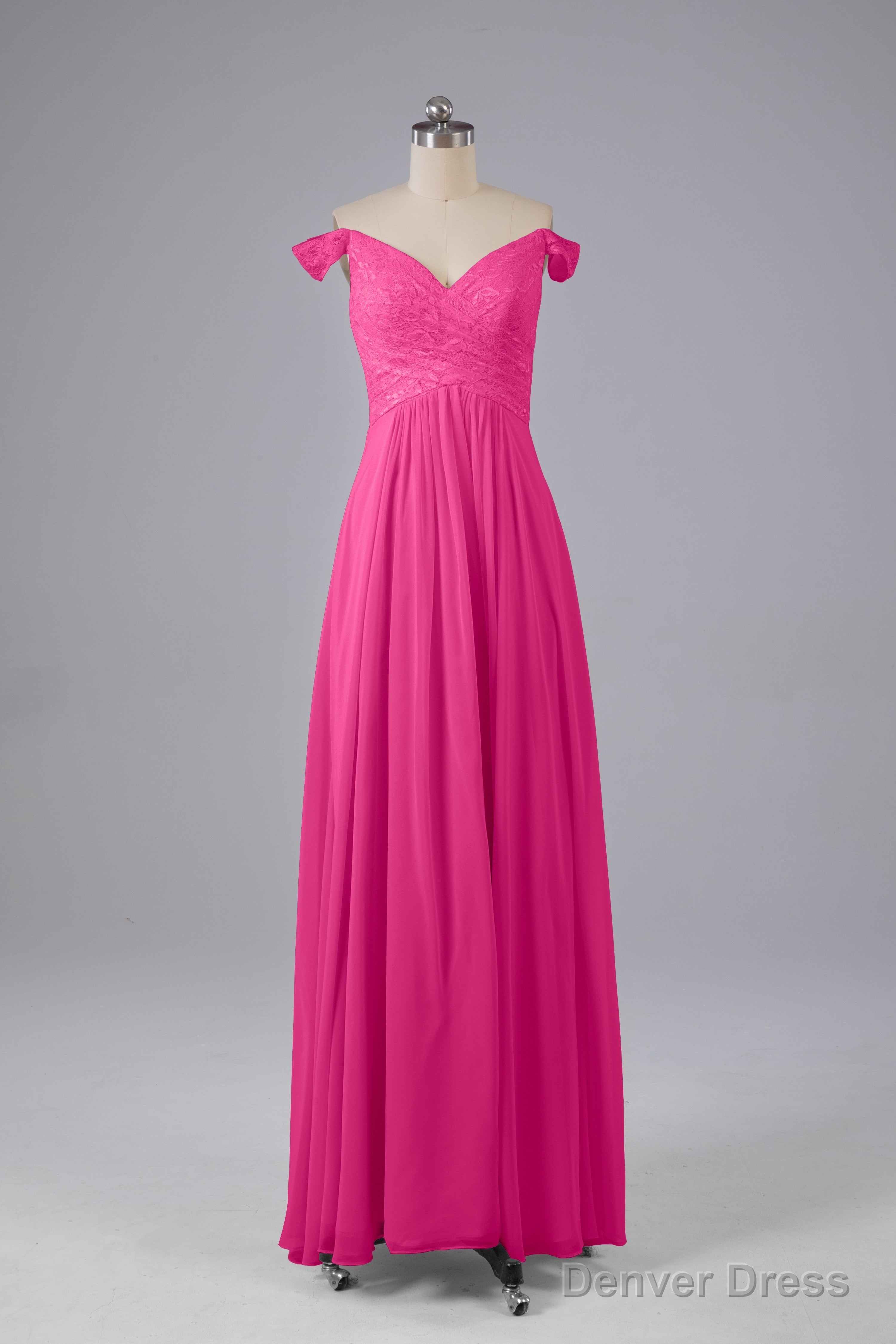 Elegant Chiffon Off The Shoulder Open Back Long Bridesmaid Dresses Main image
