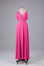 Elegant Chiffon Straps V Back Long Bridesmaid Dresses