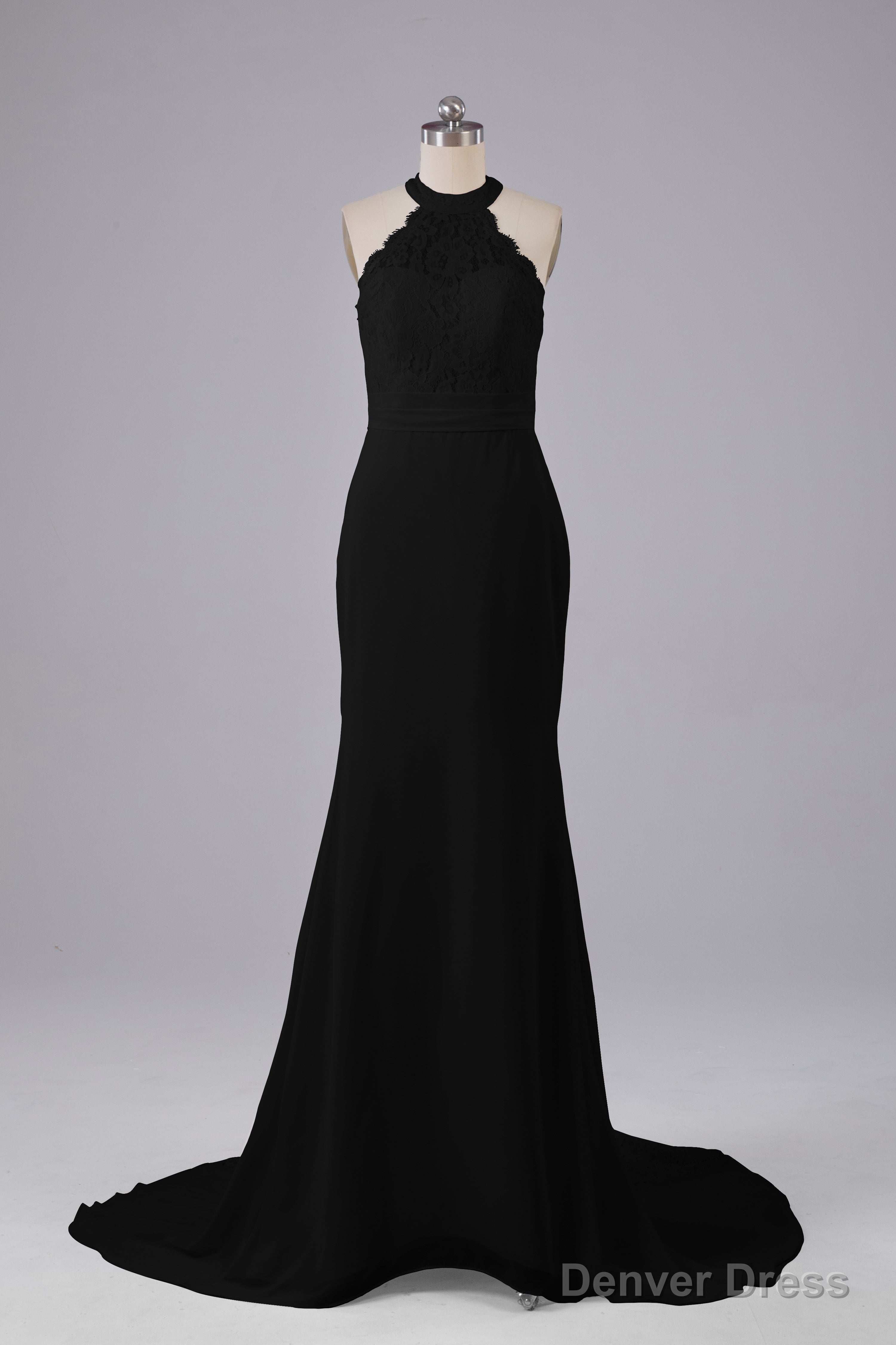 Elegant Halter Court Train Bridesmaid Dresses Secondary image