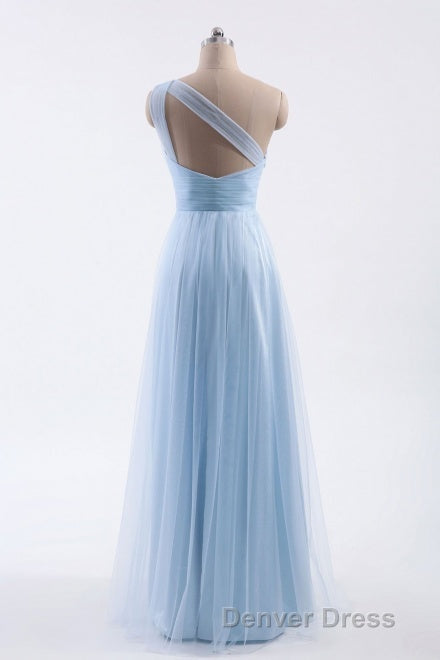 One Shoulder Sweetheart Ice Blue Bridesmaid Dresses Secondary image