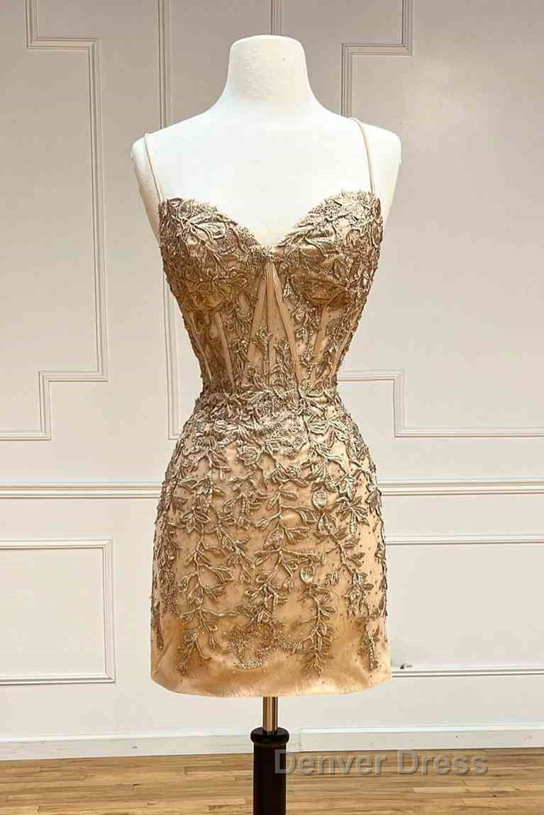 Tie Back Blue Appliqued Bodycon Homecoming Dresses