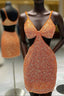 Cut Out Waist Orange Beaded Mini Homecoming Dresses