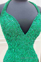 Halter Orange Sequins Bodycon Homecoming Dresses with Tassel