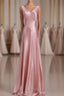 V-Neck Pink Tie Back Mermaid Bridesmaid Dresses