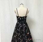 Black Floral Fairy Prom Dresses Long Prom Gown For Wedding