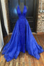 Gorgeous Detachable Train Mermaid Royal Blue Sequins Prom Dresses