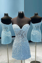 Purple Lace Tight Short Hoco Dresses
