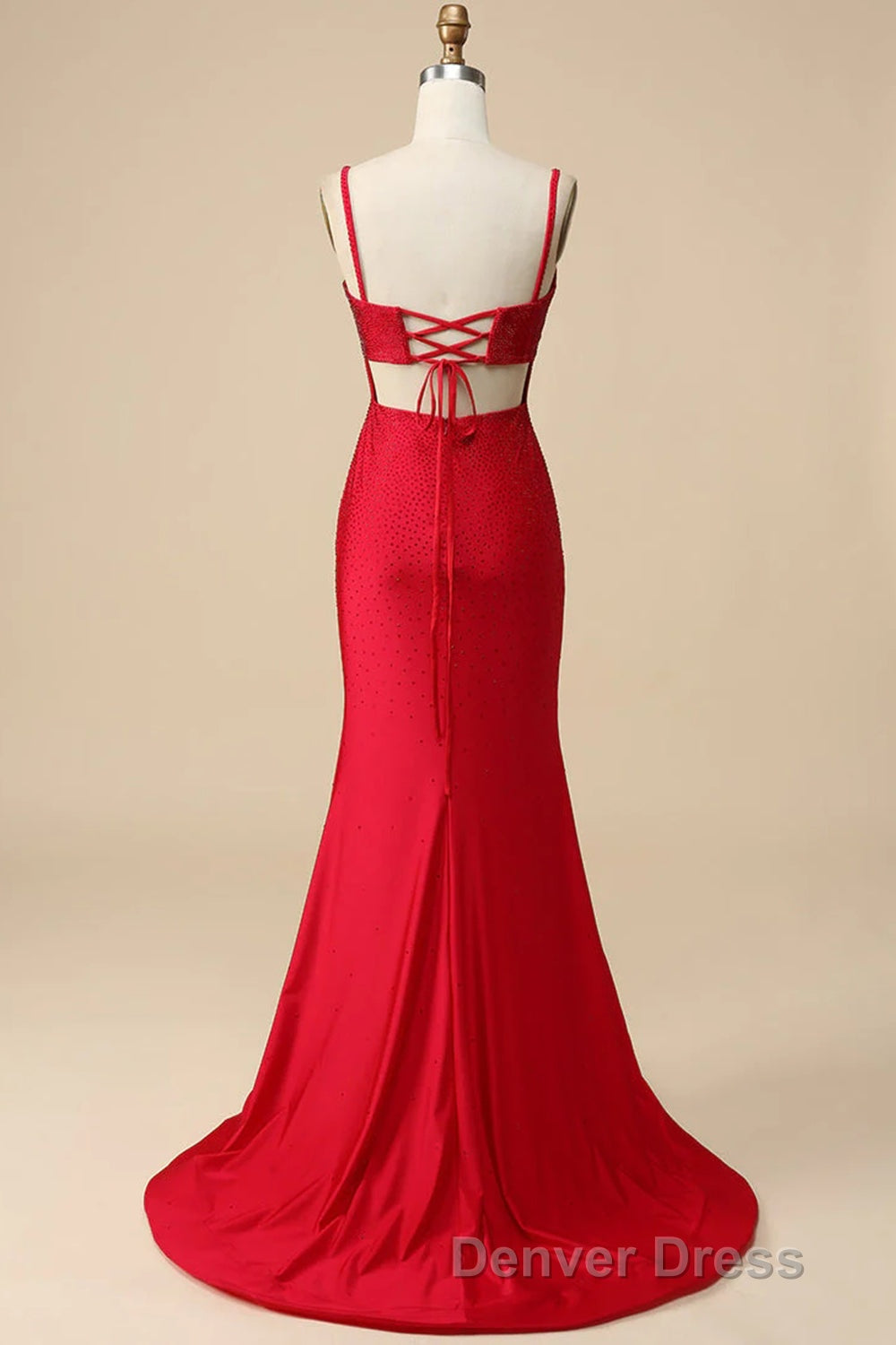 Mermaid Spaghettti Straps Dark Green Sequins Long Prom Dresses with Split Front