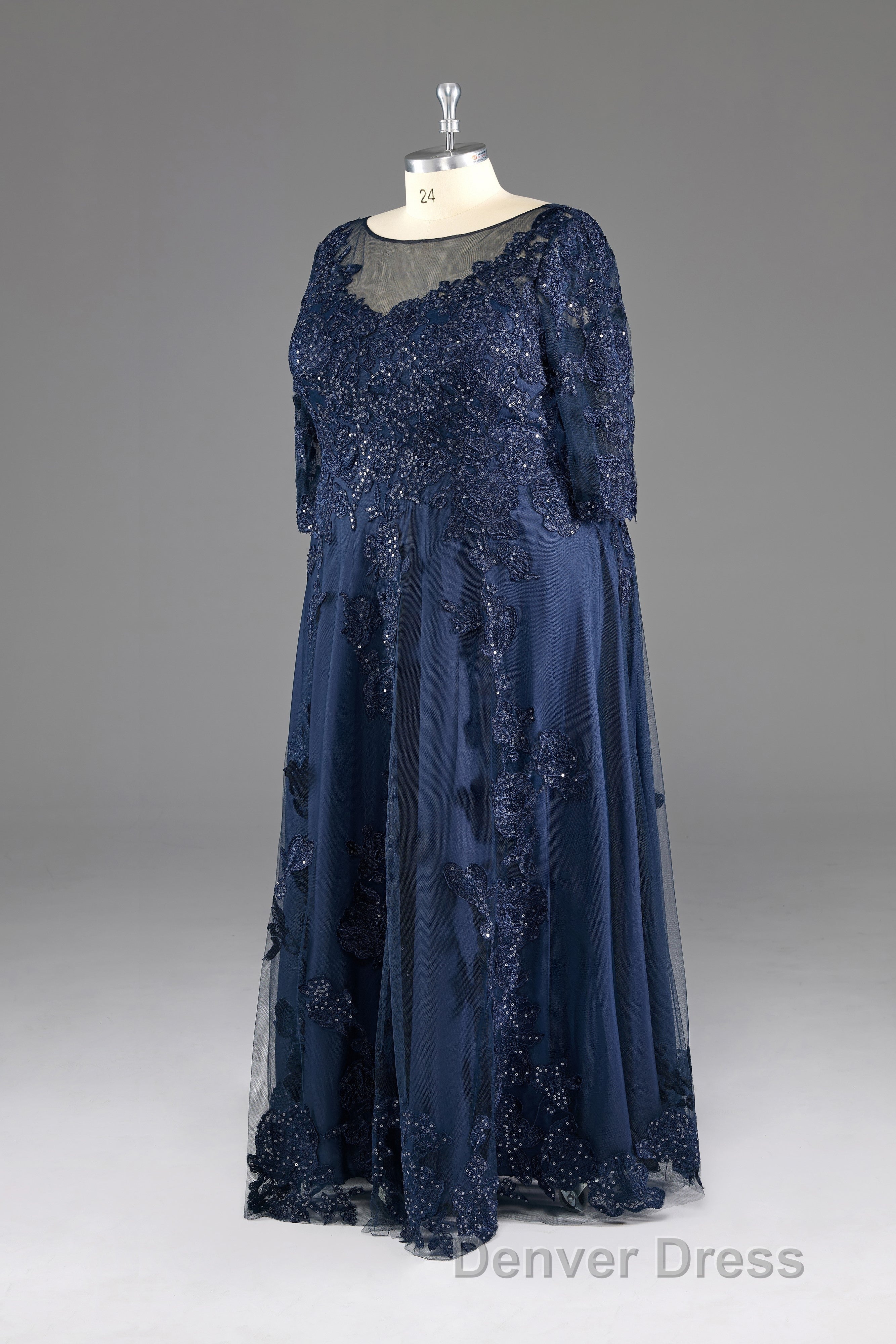 Half sleeves Sequined Elegant Lace Mother of The Bride Dresses Secondary image
