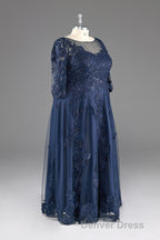 Half sleeves Sequined Elegant Lace Mother of The Bride Dresses