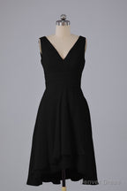 High Low Knee Length V Neck Bridesmaid Dresses