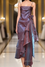 Spaghetti Straps Purple Mermaid Vintage Ruffled Prom Dresses