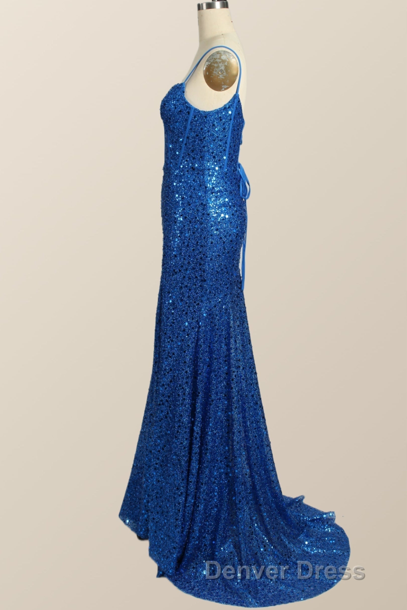 Royal Blue Sequin Mermaid Long Prom Dresses Secondary image