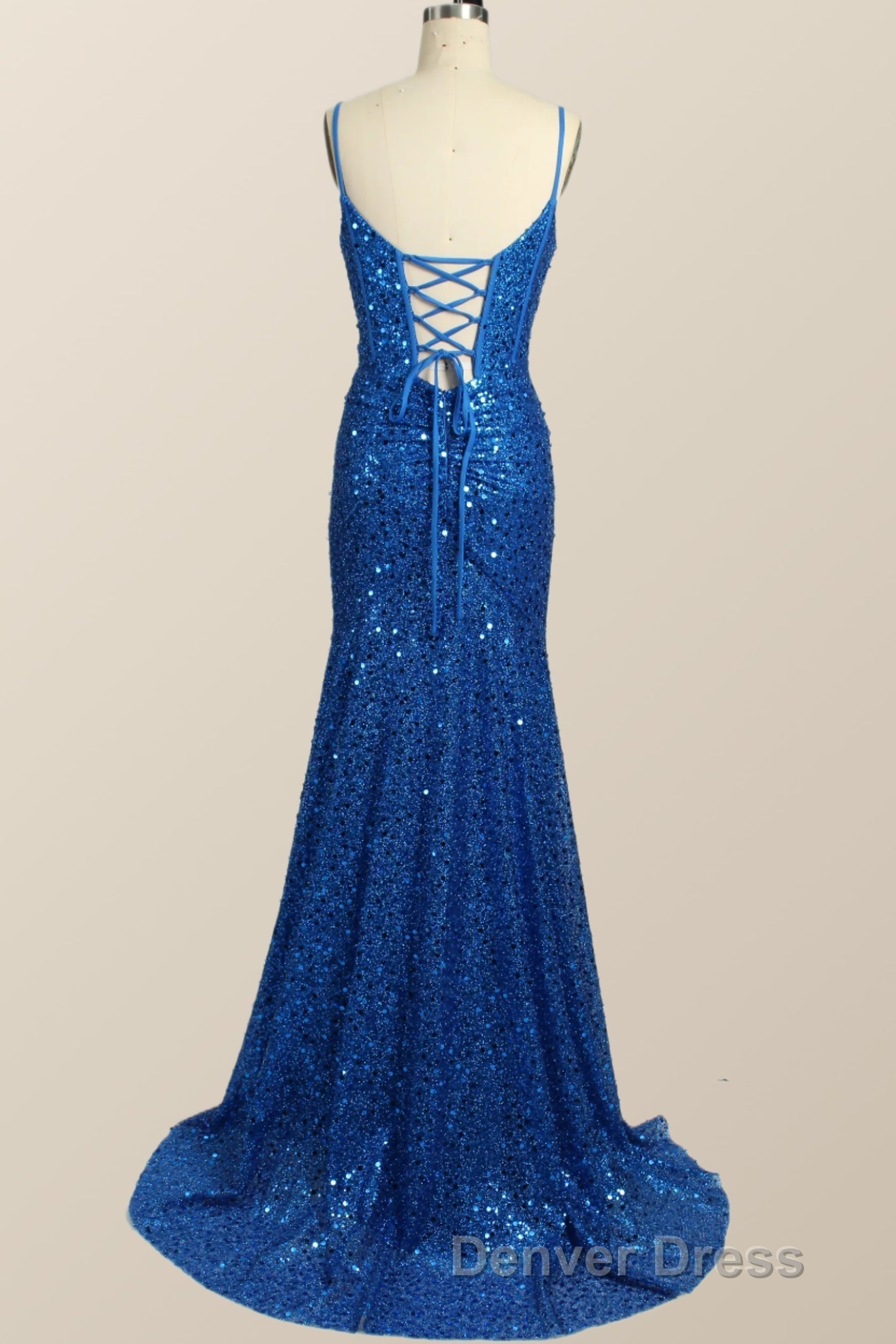 Royal Blue Sequin Mermaid Long Prom Dresses