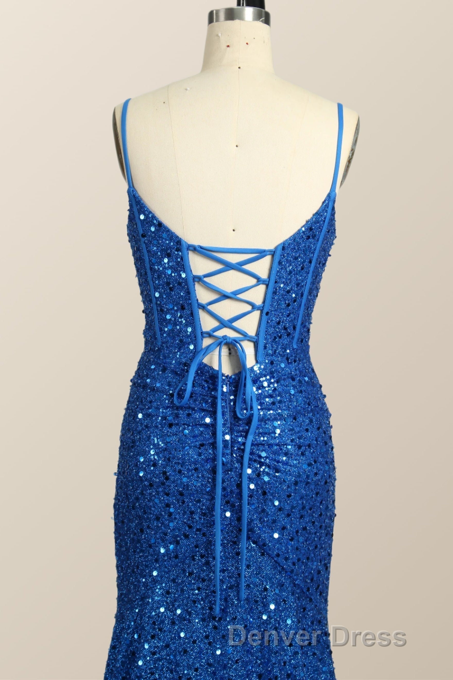 Royal Blue Sequin Mermaid Long Prom Dresses