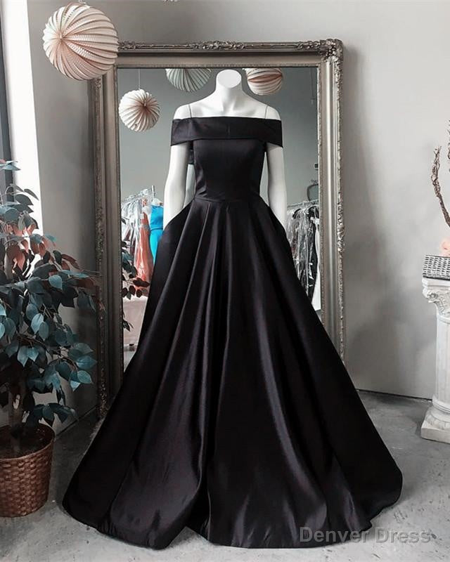 Simple Satin Off The Shoulder Long Prom Dress Ball Gowns Secondary image