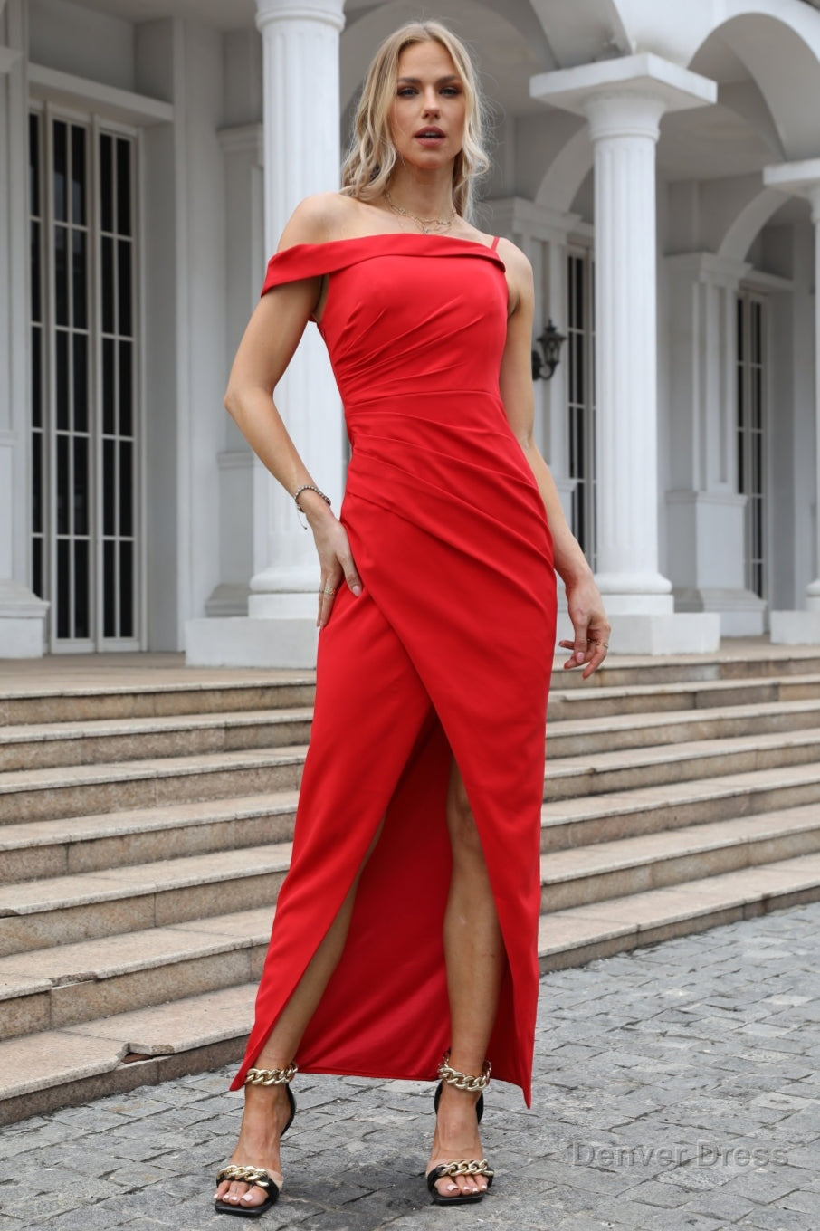 Fairytale Prom Dress, One Shoulder Sleeveless Slit Pleated Ankle Length Prom Dresses 90s Inspiration Secondary image