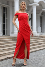 Fairytale Prom Dress, One Shoulder Sleeveless Slit Pleated Ankle Length Prom Dresses 90s Inspiration