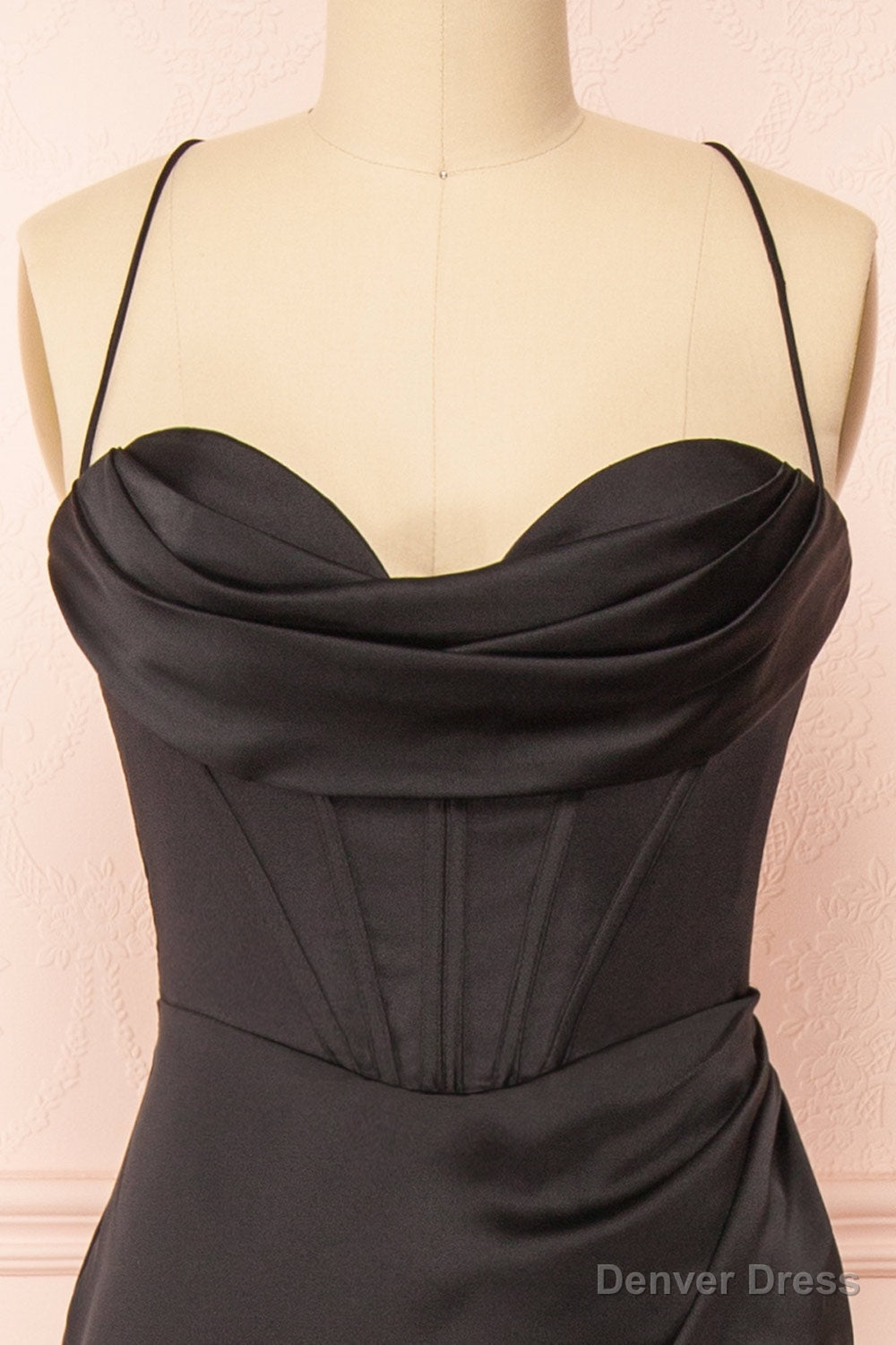 Black Prom Dress, Corset Cowl Neck Maxi Dress, Black Bridesmaid Dresses