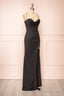 Black Prom Dress, Corset Cowl Neck Maxi Dress, Black Bridesmaid Dresses