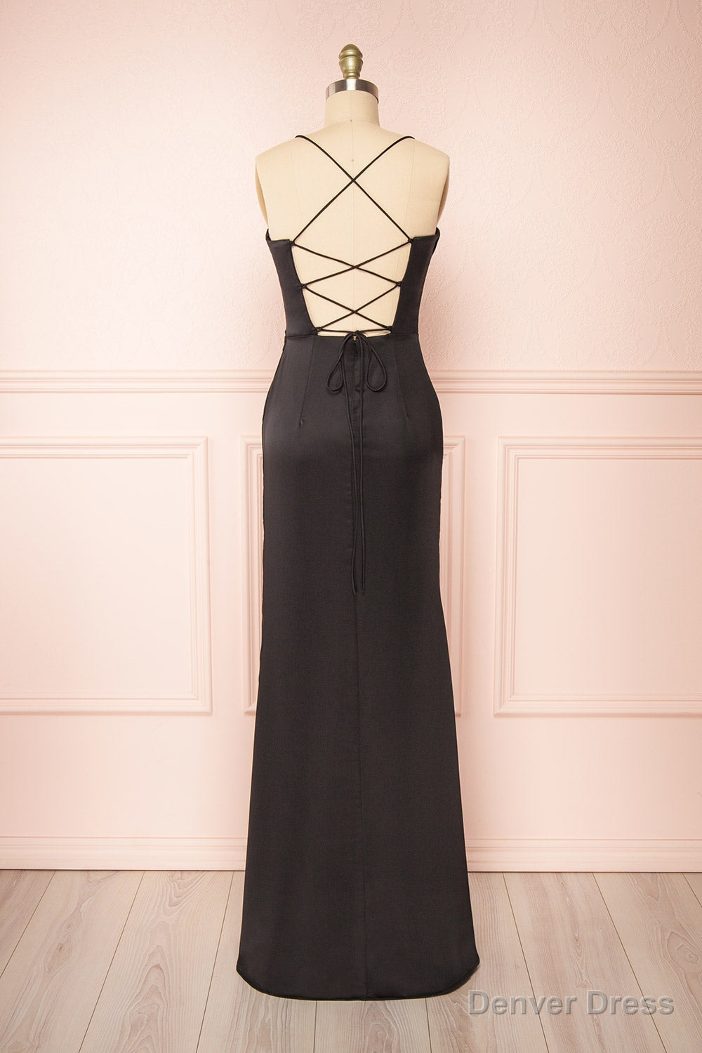 Black Prom Dress, Corset Cowl Neck Maxi Dress, Black Bridesmaid Dresses