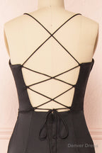 Black Prom Dress, Corset Cowl Neck Maxi Dress, Black Bridesmaid Dresses