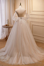 Charming Spaghetti Straps Ball Gowns Off The Shoulder A Line Tulle Long Prom Dresses