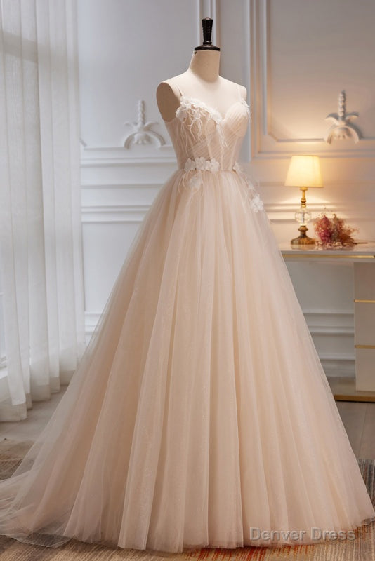 Charming Spaghetti Straps Sleeveless Prom Dresses A Line Tulle Long Prom Gowns Secondary image