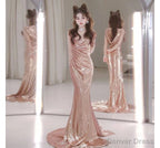 Sleeveless Cowl Neck Sequin Mermaid Prom Gowns