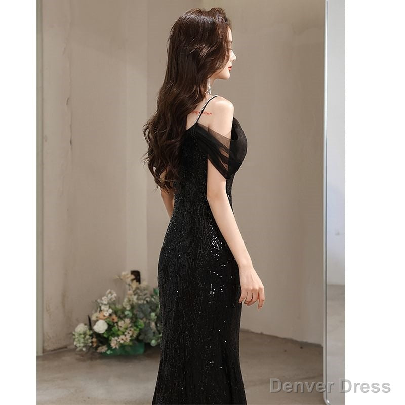 Short-Sleeve Cold Shoulder Plain Sequin Ruffle Slit Mesh A-Line Evening Gown