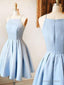 Light Blue Short Knee Length Bridesmaid DressProm Dresses