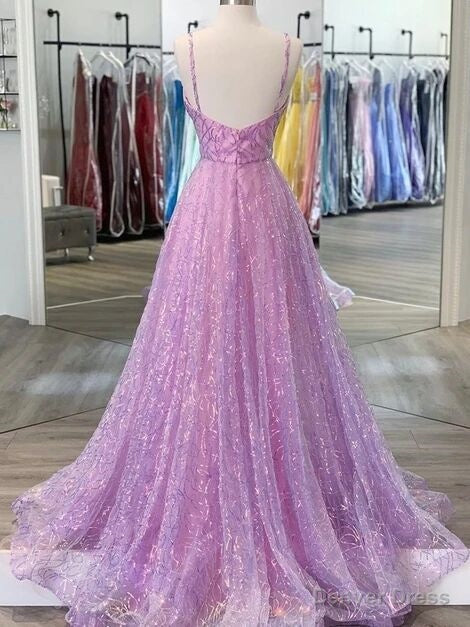 Lilac Spaghetti straps Prom Dress Secondary image