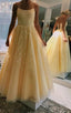 Chic Yellow Long Backless Prom Dress For Teens Charming Prom Dresses