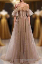 Prom Long A Line Tulle Prom Dress Lace Up Simple Prom Dresses