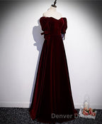 Modest Charming Burgundy Long Prom Dress Vintage Prom Dresses With Bowknot