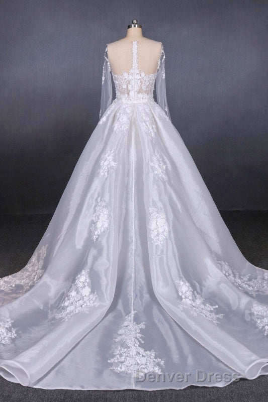Long Sleeves Simple Elegant Wedding Dresses Lace Wedding Gown Secondary image