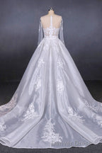 Long Sleeves Simple Elegant Wedding Dresses Lace Wedding Gown