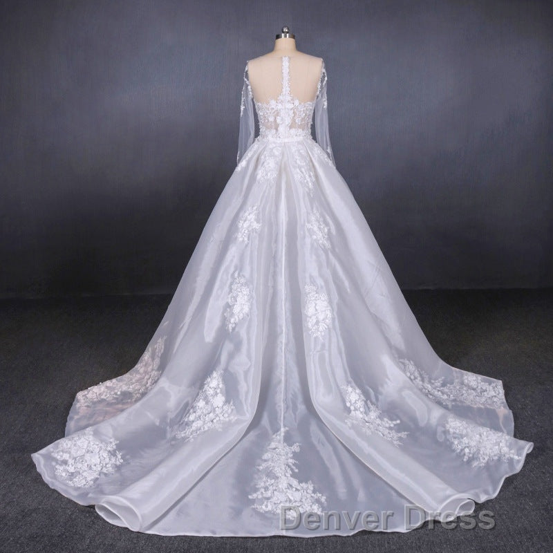 Long Sleeves Simple Elegant Wedding Dresses Lace Wedding Gown