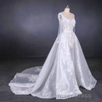 Long Sleeves Simple Elegant Wedding Dresses Lace Wedding Gown