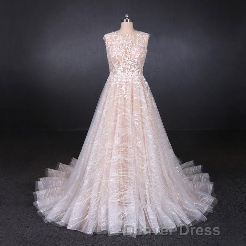 Gorgeous Long Backless Wedding Dresses Ivory Lace Wedding Gown