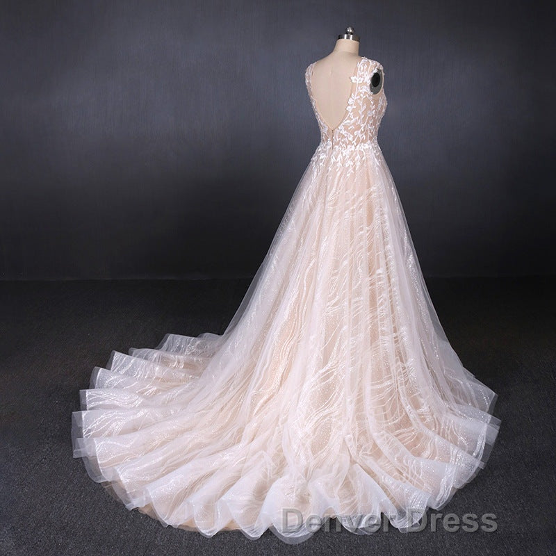 Gorgeous Long Backless Wedding Dresses Ivory Lace Wedding Gown