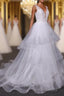 Charming V Neck Lace Wedding Dresses Elegant Backless Wedding Gown