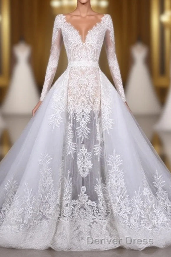 Elegant Long Sleeves Lace Wedding Dresses Beautiful Bridal Dresses Main image