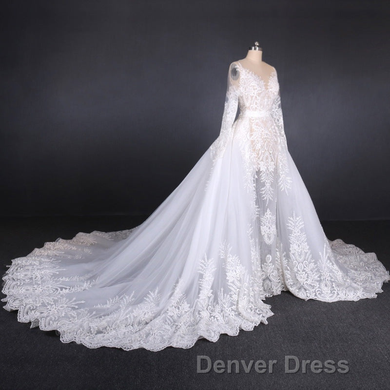 Elegant Long Sleeves Lace Wedding Dress Beautiful Bridal Dresses