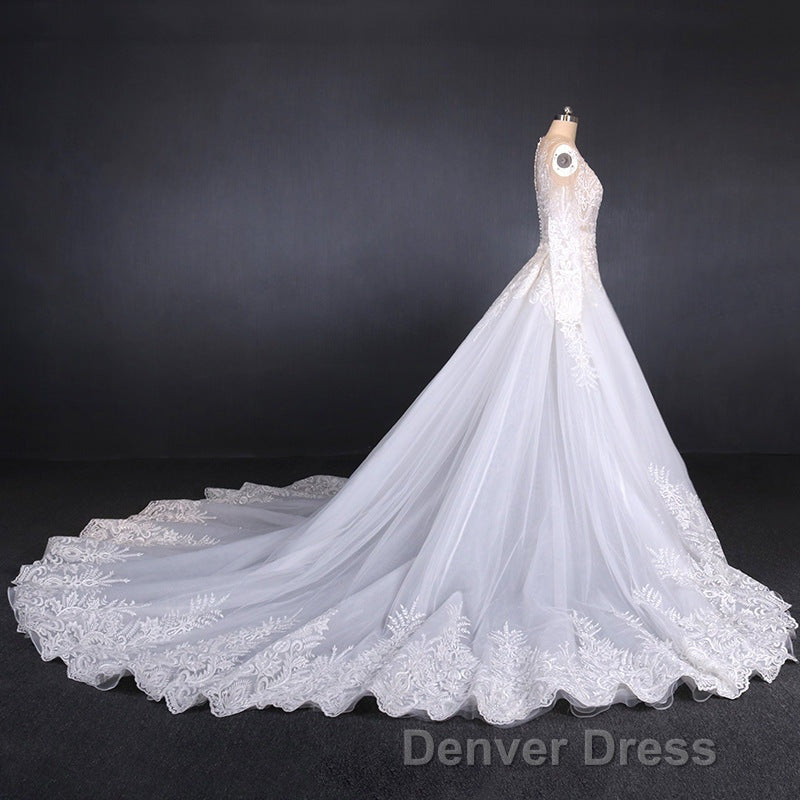 Elegant Long Sleeves Lace Wedding Dress Beautiful Bridal Dresses
