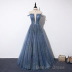 Lovely Tight A-line Lace Up Blue Prom Dresses For Girls Party Dresses