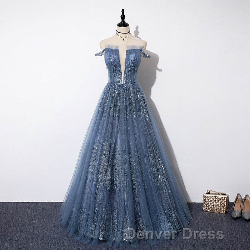Lovely Tight A-line Lace Up Blue Prom Dresses For Girls Party Dresses