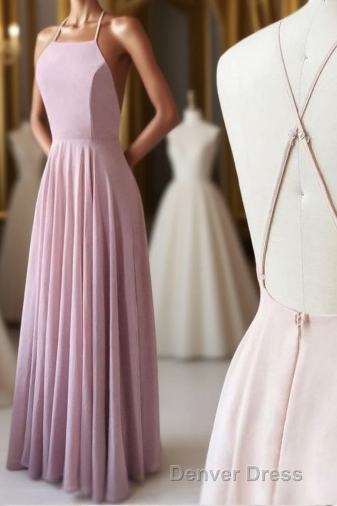 Cute Spaghetti Straps Sleeves Simple Long Prom Dresses For Girls