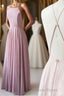 Cute Spaghetti Straps Sleeves Simple Long Prom Dresses For Girls