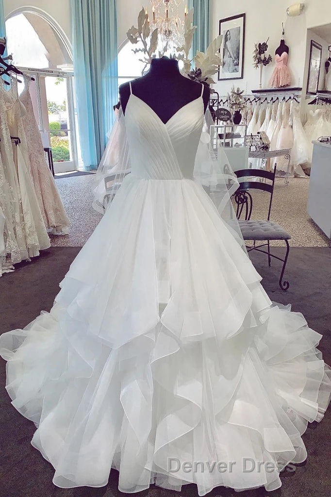 Charming Spaghetti Straps Long Ball Gowns Lace Up Wedding Dresses